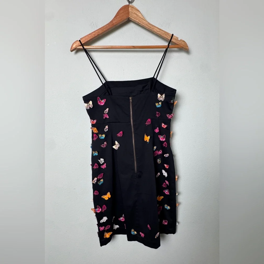 NWT Maeve by Anthropologie The Brynne 3D Spaghetti Strap Dress Black Butterfly 2 - Picture 8 of 15
